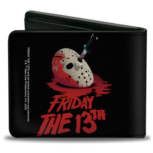 Bi-Fold Wallet - FRIDAY THE 13TH Vintage Jason Mask Poster Black Red - MEGA POP COMICS 