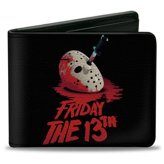 Bi-Fold Wallet - FRIDAY THE 13TH Vintage Jason Mask Poster Black Red - MEGA POP COMICS 
