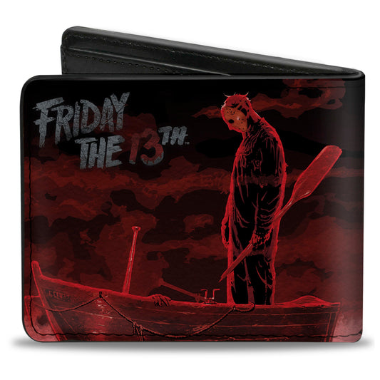 Bi-Fold Wallet - FRIDAY THE 13th Jason Boat Murder Black Reds White - MEGA POP COMICS 