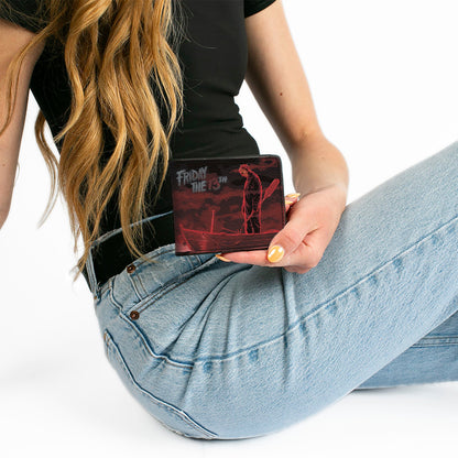 Bi-Fold Wallet - FRIDAY THE 13th Jason Boat Murder Black Reds White - MEGA POP COMICS 