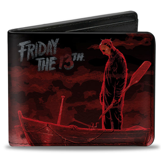 Bi-Fold Wallet - FRIDAY THE 13th Jason Boat Murder Black Reds White - MEGA POP COMICS 