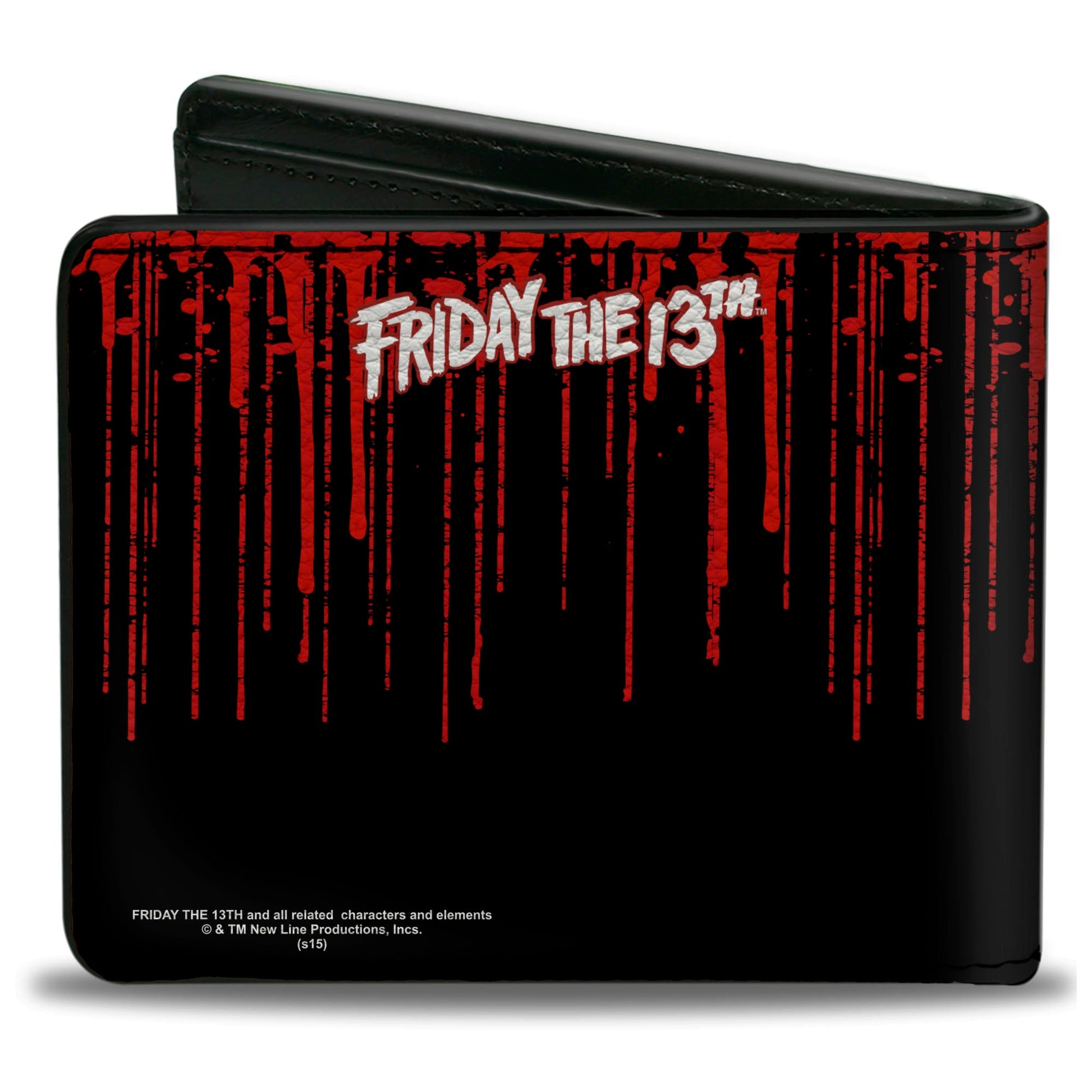 Bi-Fold Wallet - JASON VOORHEES Jason Mask4 + FRIDAY THE 13th Blood Splatter Black Red White - MEGA POP COMICS 