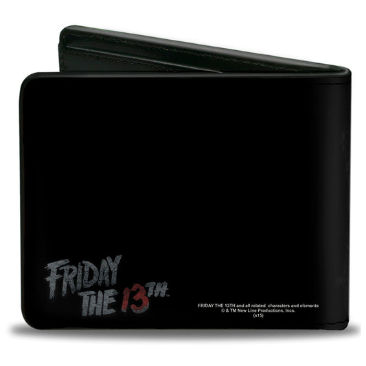 Bi-Fold Wallet - Jason Mask3 CLOSE-UP + FRIDAY THE 13th Black Grays Red - MEGA POP COMICS 