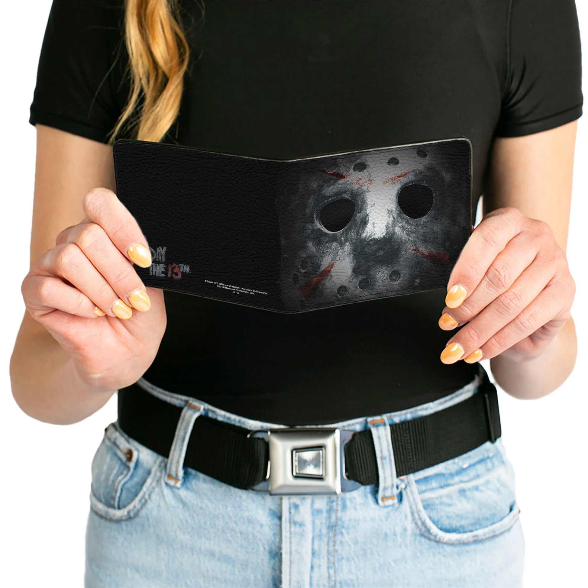 Bi-Fold Wallet - Jason Mask3 CLOSE-UP + FRIDAY THE 13th Black Grays Red - MEGA POP COMICS 