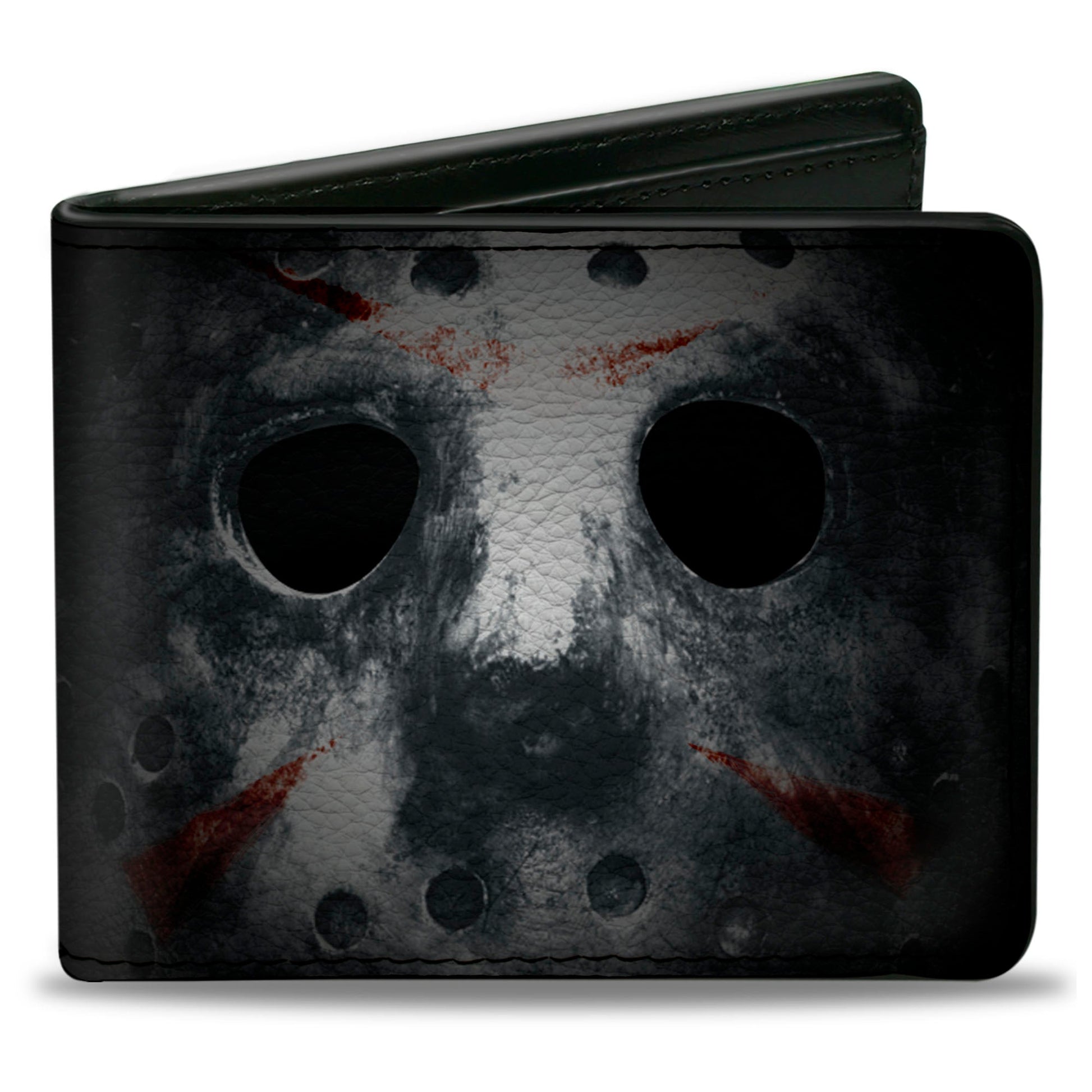 Bi-Fold Wallet - Jason Mask3 CLOSE-UP + FRIDAY THE 13th Black Grays Red - MEGA POP COMICS 