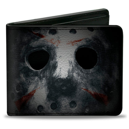 Bi-Fold Wallet - Jason Mask3 CLOSE-UP + FRIDAY THE 13th Black Grays Red - MEGA POP COMICS 