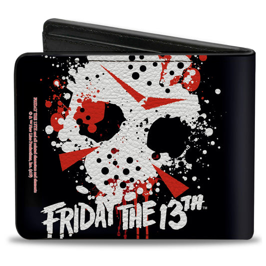 Bi-Fold Wallet - FRIDAY THE 13th Jason Mask 5 Splatter Black White Red - MEGA POP COMICS 