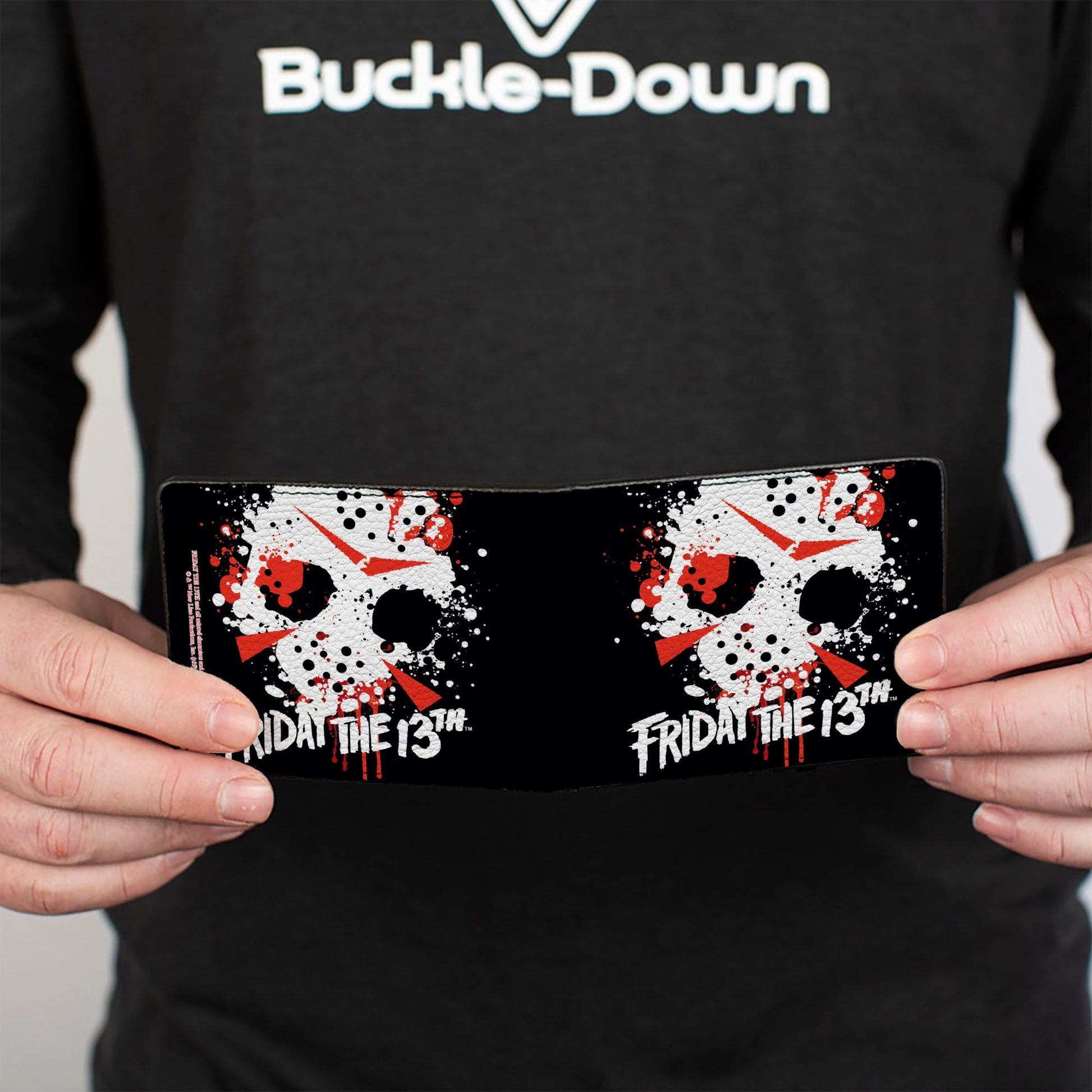 Bi-Fold Wallet - FRIDAY THE 13th Jason Mask 5 Splatter Black White Red - MEGA POP COMICS 