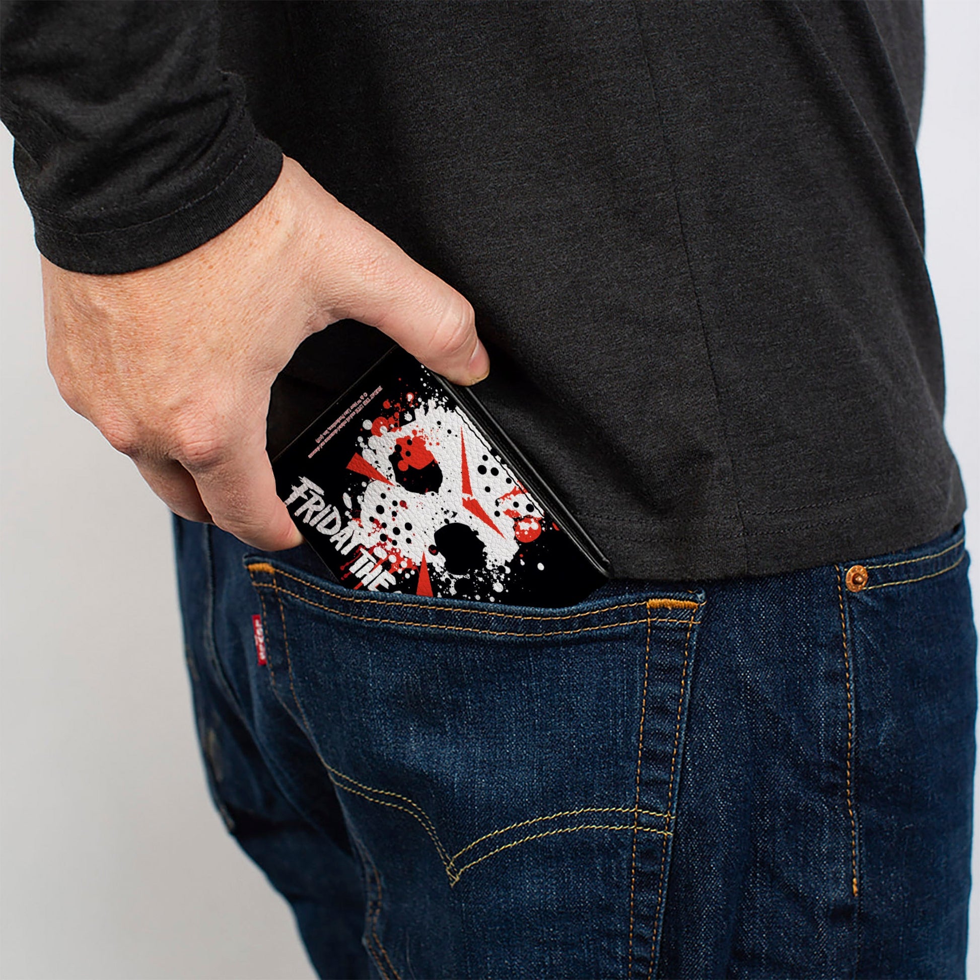 Bi-Fold Wallet - FRIDAY THE 13th Jason Mask 5 Splatter Black White Red - MEGA POP COMICS 