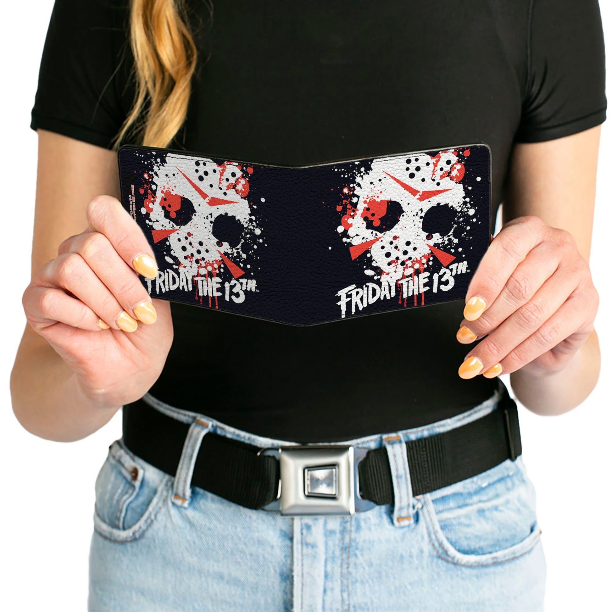 Bi-Fold Wallet - FRIDAY THE 13th Jason Mask 5 Splatter Black White Red - MEGA POP COMICS 