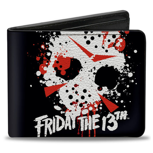 Bi-Fold Wallet - FRIDAY THE 13th Jason Mask 5 Splatter Black White Red - MEGA POP COMICS 