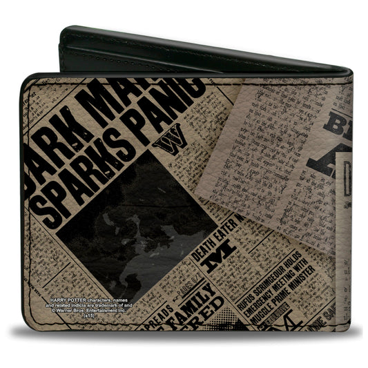 Bi-Fold Wallet - Harry Potter Headlines UNDESIRABLE NO 1 White Black - MEGA POP COMICS 