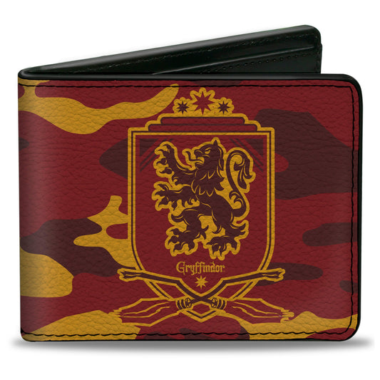 Bi-Fold Wallet - Harry Potter Gryffindor Crest Camo Gold Reds - MEGA POP COMICS 