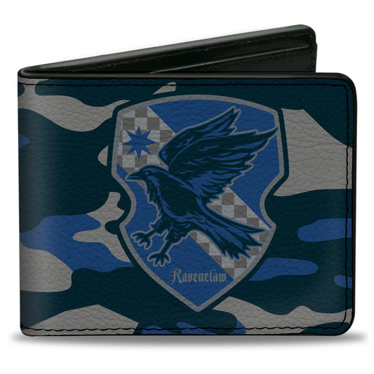 Bi-Fold Wallet - Harry Potter Ravenclaw Crest Camo Blues Grays - MEGA POP COMICS 