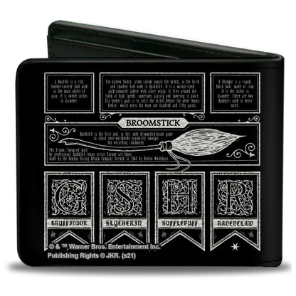 Bi-Fold Wallet - Harry Potter QUIDDITCH AT HOGWARTS Collage Black White - MEGA POP COMICS 