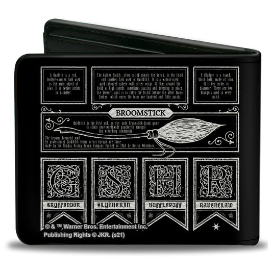 Bi-Fold Wallet - Harry Potter QUIDDITCH AT HOGWARTS Collage Black White - MEGA POP COMICS 