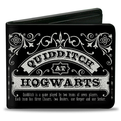 Bi-Fold Wallet - Harry Potter QUIDDITCH AT HOGWARTS Collage Black White - MEGA POP COMICS 