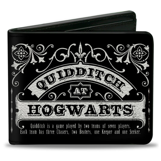 Bi-Fold Wallet - Harry Potter QUIDDITCH AT HOGWARTS Collage Black White - MEGA POP COMICS 