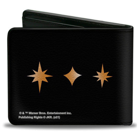 Bi-Fold Wallet - Harry Potter THE DEATHLY HALLOWS Symbol THREE BROTHERS LONGING POWER HUMILITY Tattoo Black - MEGA POP COMICS 
