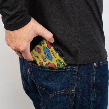 Bi-Fold Wallet - HOT WHEELS Cars Scattered Yellow/Multi Color - MEGA POP COMICS 