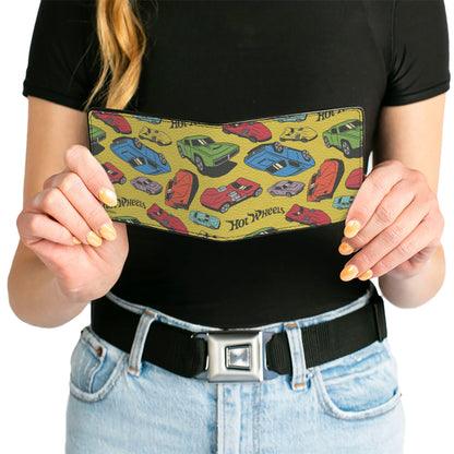 Bi-Fold Wallet - HOT WHEELS Cars Scattered Yellow/Multi Color - MEGA POP COMICS 