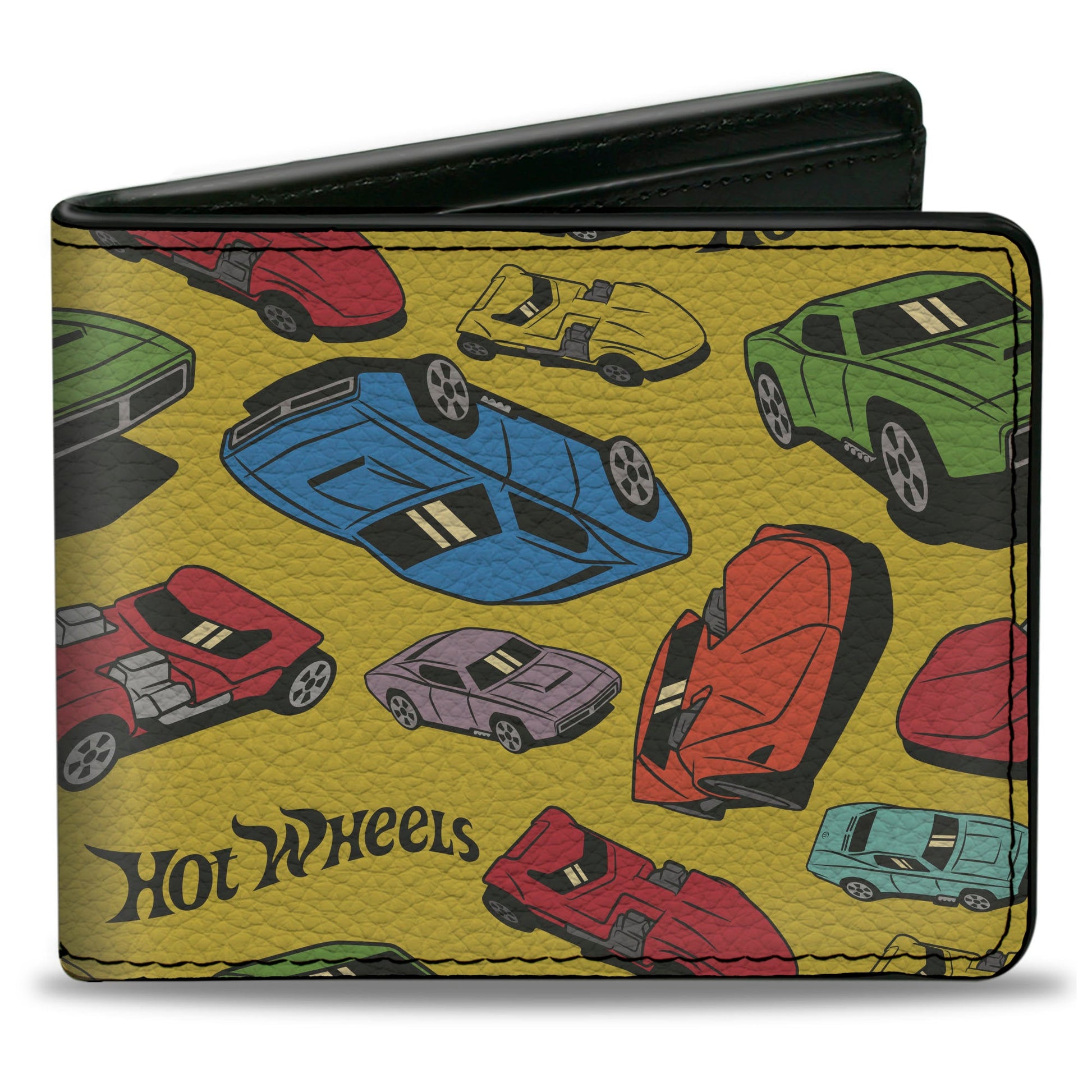 Bi-Fold Wallet - HOT WHEELS Cars Scattered Yellow/Multi Color - MEGA POP COMICS 