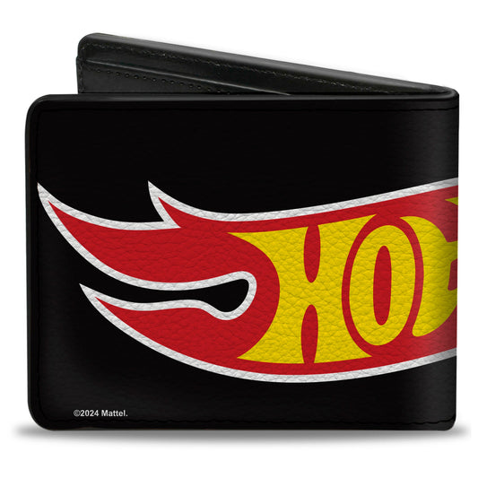 Bi-Fold Wallet - HOT WHEELS Classic Flame Logo Stretch Black/Red/Yellow - MEGA POP COMICS 