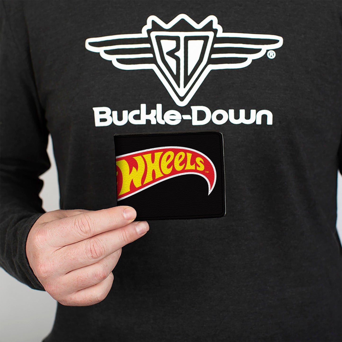 Bi-Fold Wallet - HOT WHEELS Classic Flame Logo Stretch Black/Red/Yellow - MEGA POP COMICS 