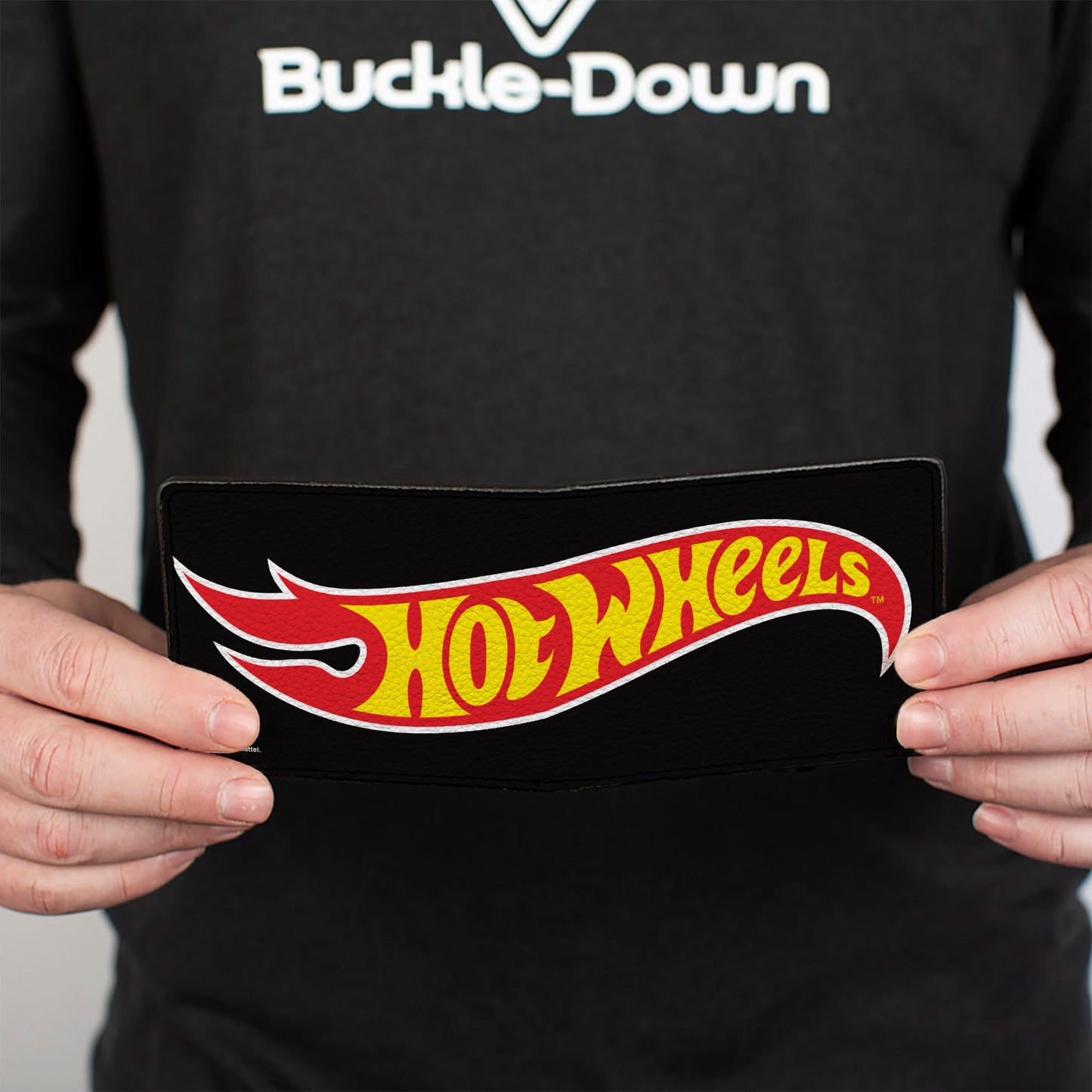 Bi-Fold Wallet - HOT WHEELS Classic Flame Logo Stretch Black/Red/Yellow - MEGA POP COMICS 