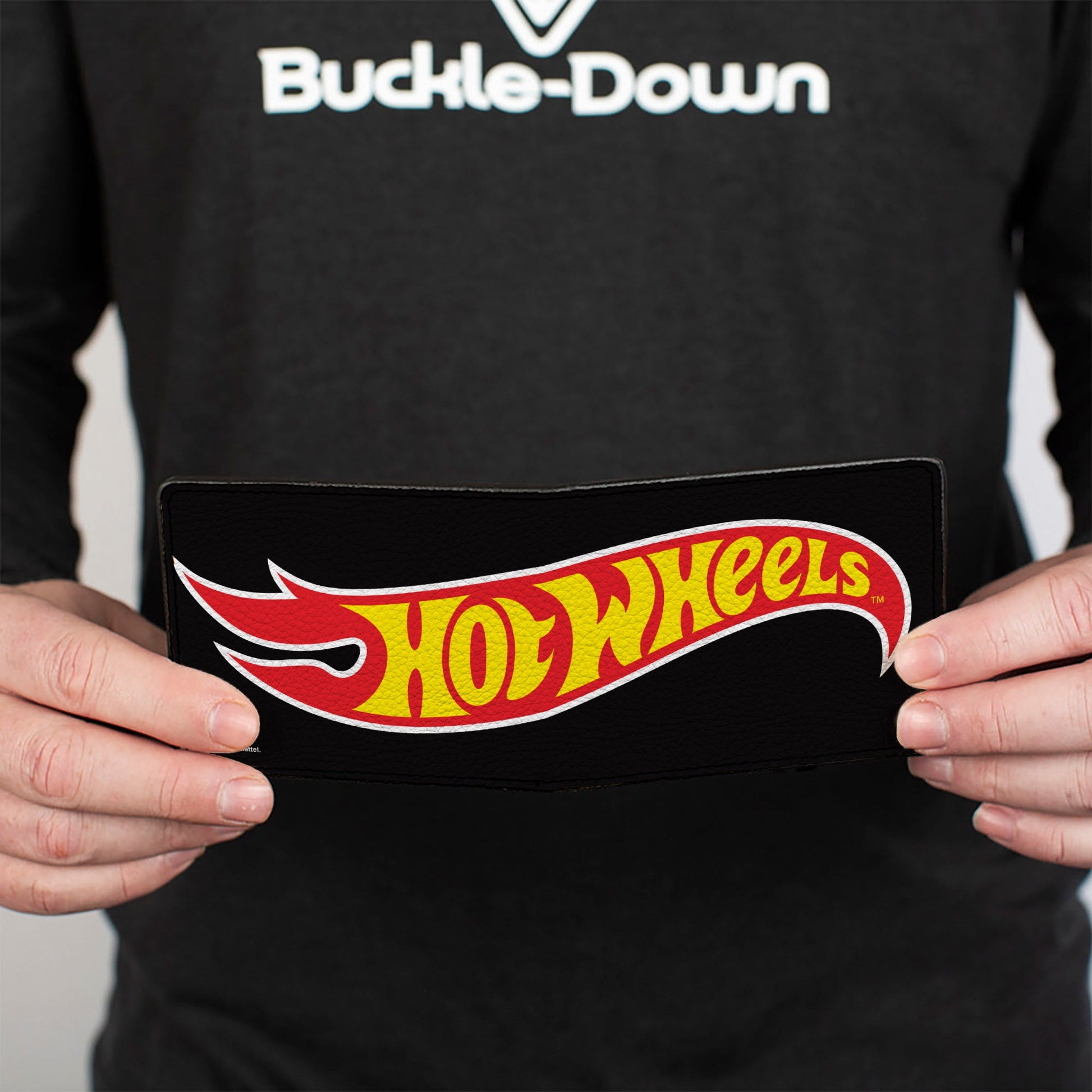 Bi-Fold Wallet - HOT WHEELS Classic Flame Logo Stretch Black/Red/Yellow - MEGA POP COMICS 