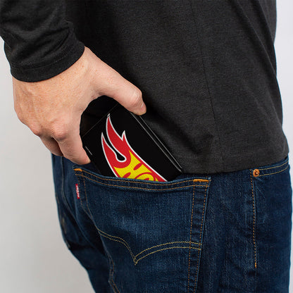 Bi-Fold Wallet - HOT WHEELS Classic Flame Logo Stretch Black/Red/Yellow - MEGA POP COMICS 