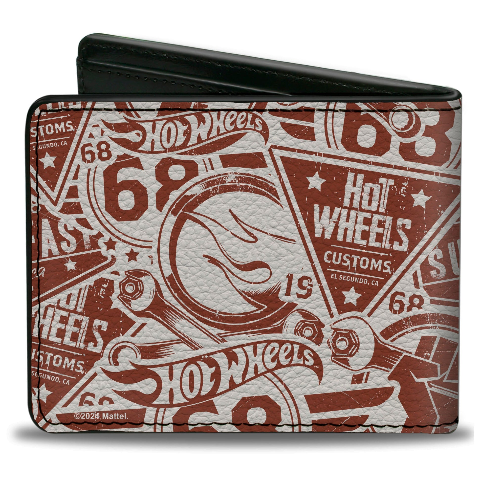 Bi-Fold Wallet - Hot Wheels 68 Icons Collage Burgundy/White - MEGA POP COMICS 