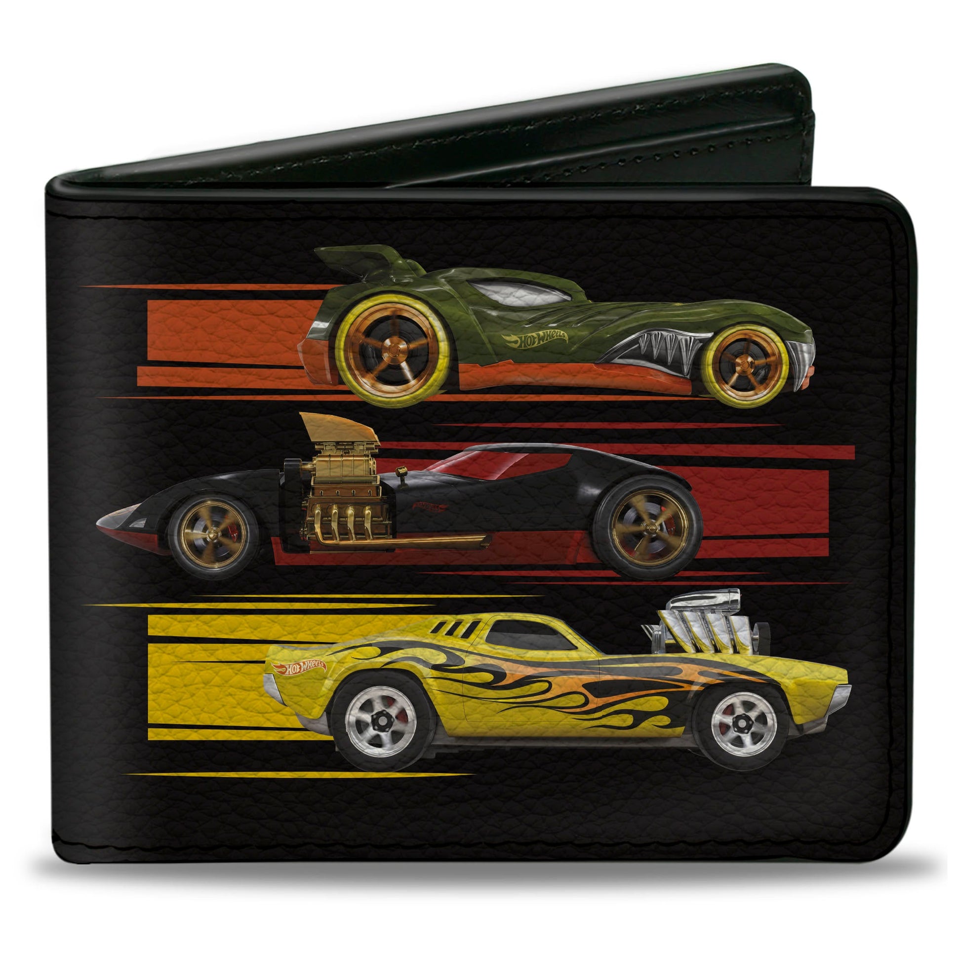 Bi-Fold Wallet - Hot Wheels Six Sportscar Profiles Black/Multi Color - MEGA POP COMICS 