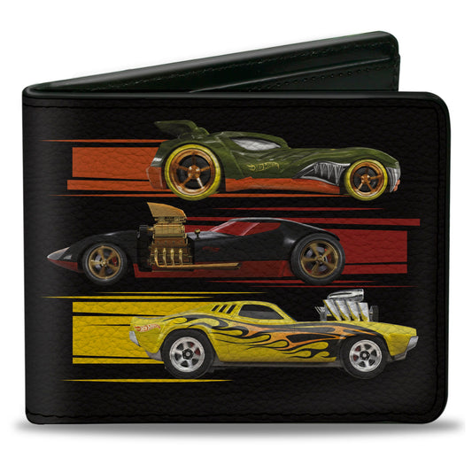 Bi-Fold Wallet - Hot Wheels Six Sportscar Profiles Black/Multi Color - MEGA POP COMICS 