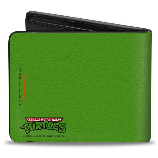 Bi-Fold Wallet - Classic TMNT Donatello Face CLOSE-UP Green Purple - MEGA POP COMICS 