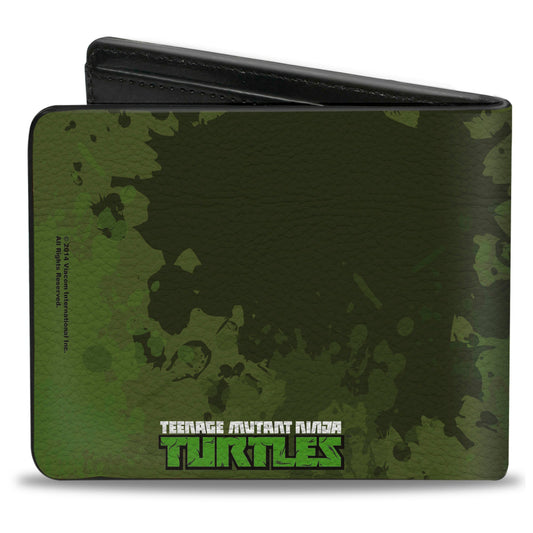 Bi-Fold Wallet - Classic TMNT Turtles Battle Pose9 + TEENAGE MUTANT NINJA TURTLES Logo Splatter Greens - MEGA POP COMICS 