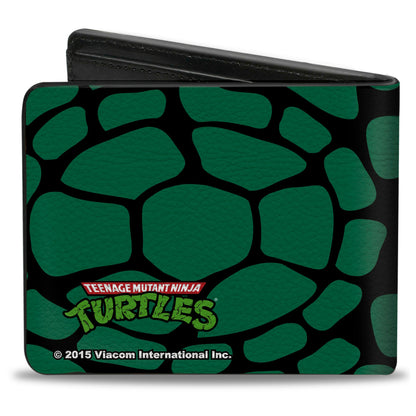 Bi-Fold Wallet - Classic TMNT Turtle Faces Black Green Turtle Shell - MEGA POP COMICS 