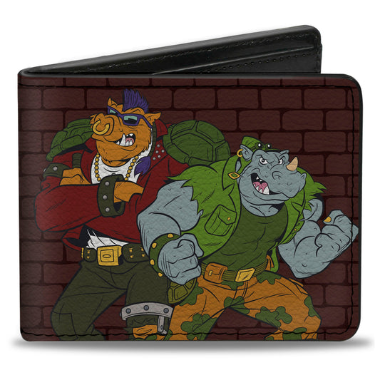 Bi-Fold Wallet - Rocksteady & Bebop Pose + TMNT Logo Bricks - MEGA POP COMICS 