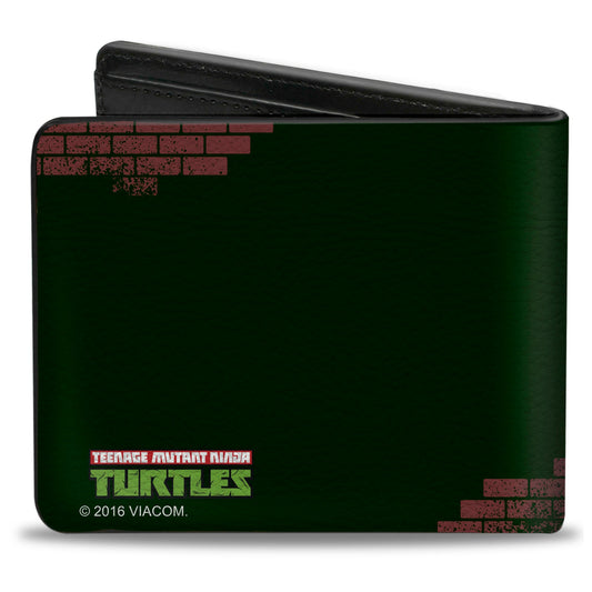 Bi-Fold Wallet - TMNT Rocksteady & Bebop Poses Bricks Gray Black - MEGA POP COMICS 