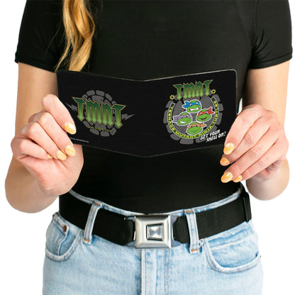 Bi-Fold Wallet - Classic TMNT-GET YOUR SHELL ON + TMNT WORLD TOUR 84 Black Gray Green - MEGA POP COMICS 