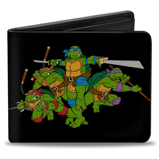 Bi-Fold Wallet - Classic TMNT Group Pose + TMNT WORLD TOUR 84 Black Green - MEGA POP COMICS 