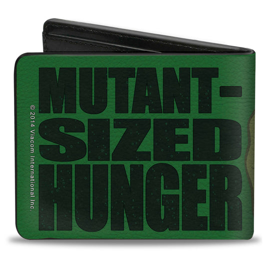 Bi-Fold Wallet - Classic TMNT Ninja Turtles Pizza Party + MUTANT SIZED HUNGER Green Black - MEGA POP COMICS 
