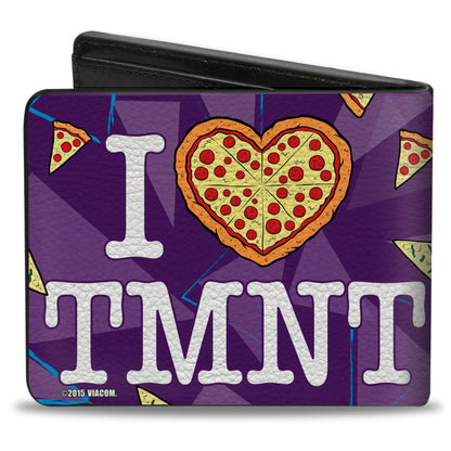 Bi-Fold Wallet - Classic TMNT Faces + I "PIZZA-HEART" TMNT Purple Pizza - MEGA POP COMICS 