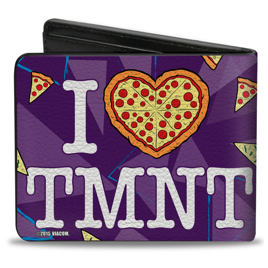 Bi-Fold Wallet - Classic TMNT Faces + I "PIZZA-HEART" TMNT Purple Pizza - MEGA POP COMICS 