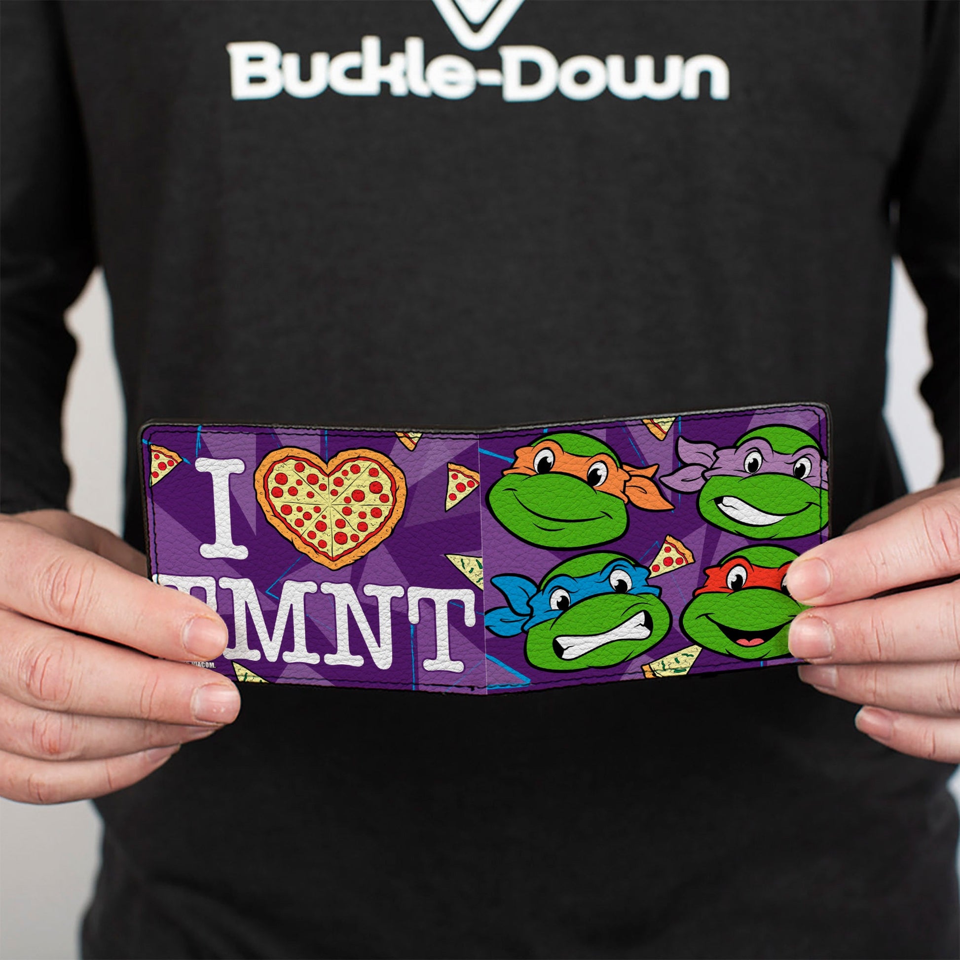 Bi-Fold Wallet - Classic TMNT Faces + I "PIZZA-HEART" TMNT Purple Pizza - MEGA POP COMICS 