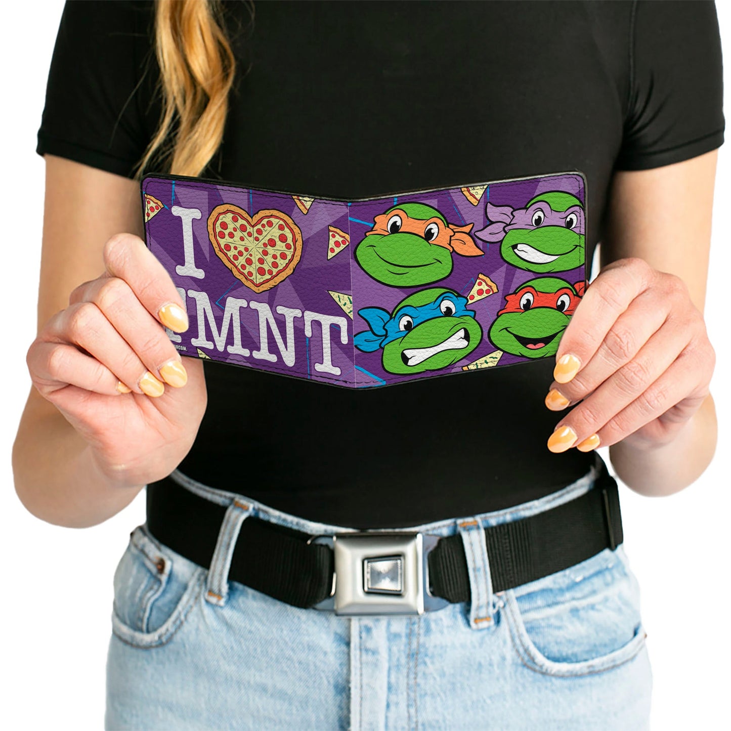 Bi-Fold Wallet - Classic TMNT Faces + I "PIZZA-HEART" TMNT Purple Pizza - MEGA POP COMICS 