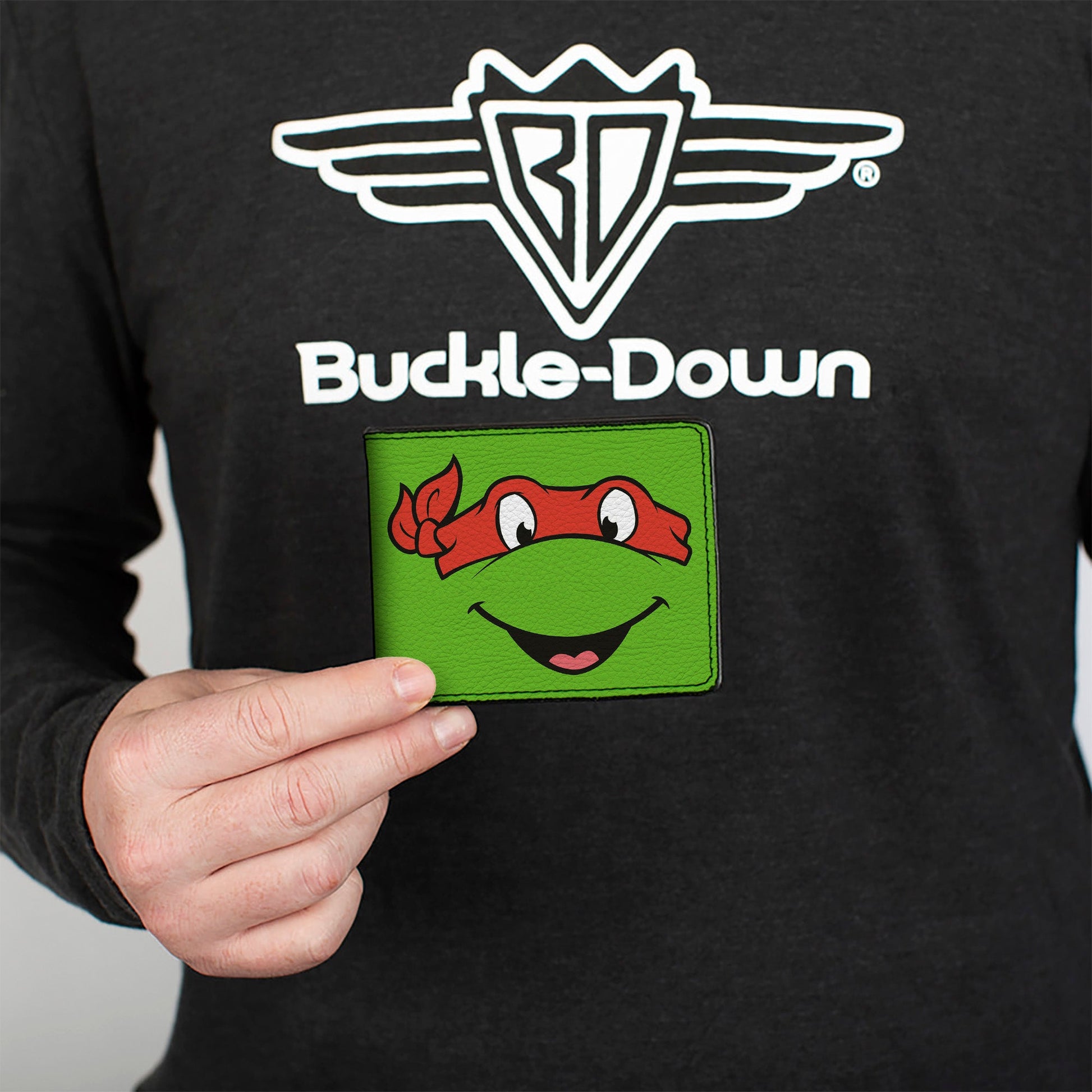 Bi-Fold Wallet - Classic TMNT Raphael Face CLOSE-UP Green Red - MEGA POP COMICS 