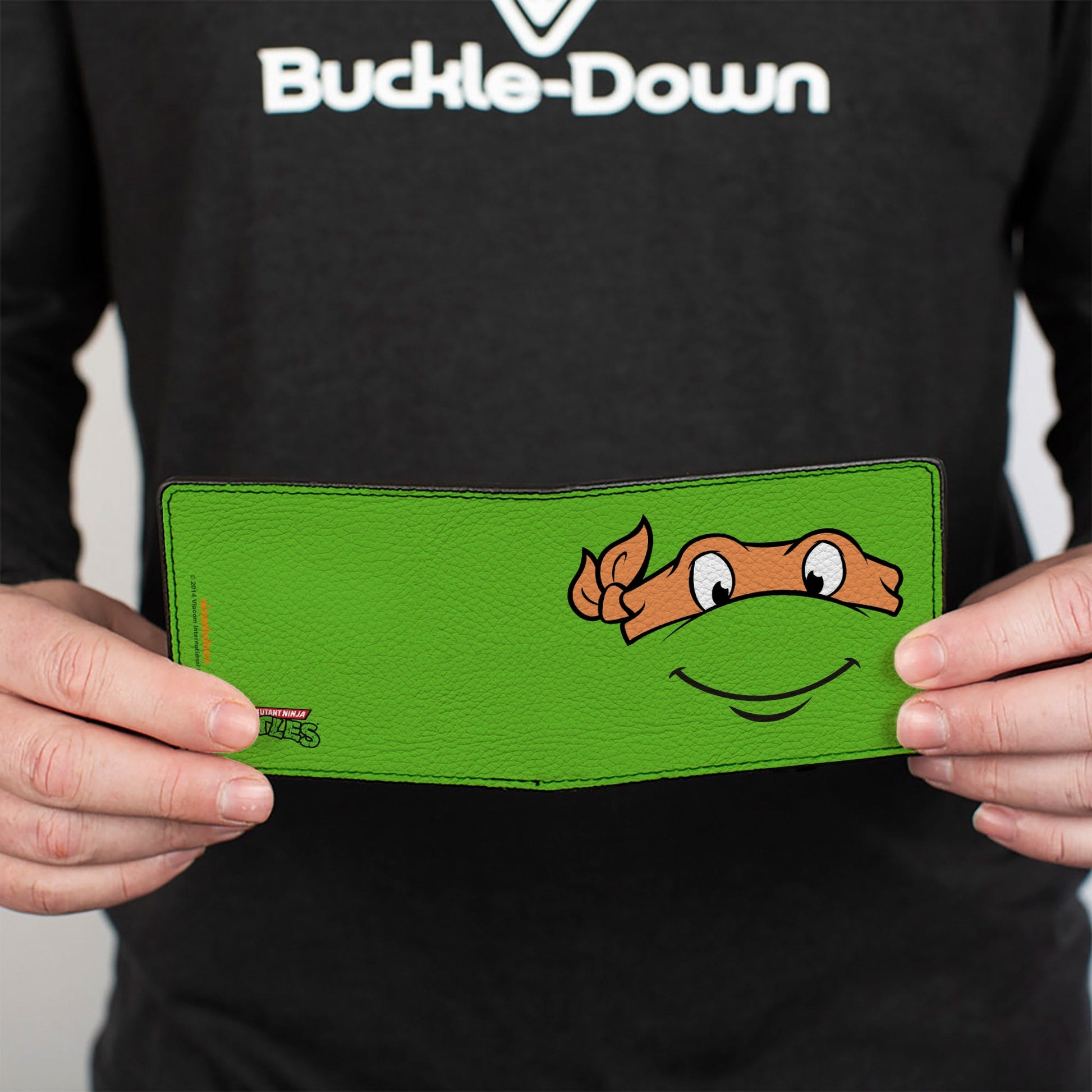 Bi-Fold Wallet - Classic TMNT Michaelangelo Face CLOSE-UP Green Orange - MEGA POP COMICS 