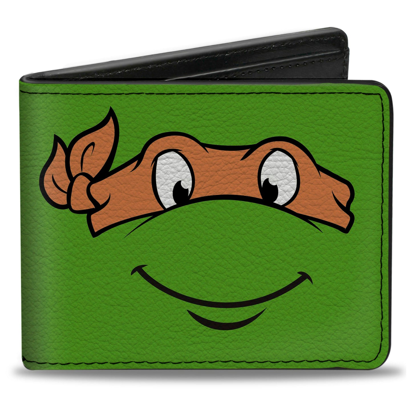 Bi-Fold Wallet - Classic TMNT Michaelangelo Face CLOSE-UP Green Orange - MEGA POP COMICS 