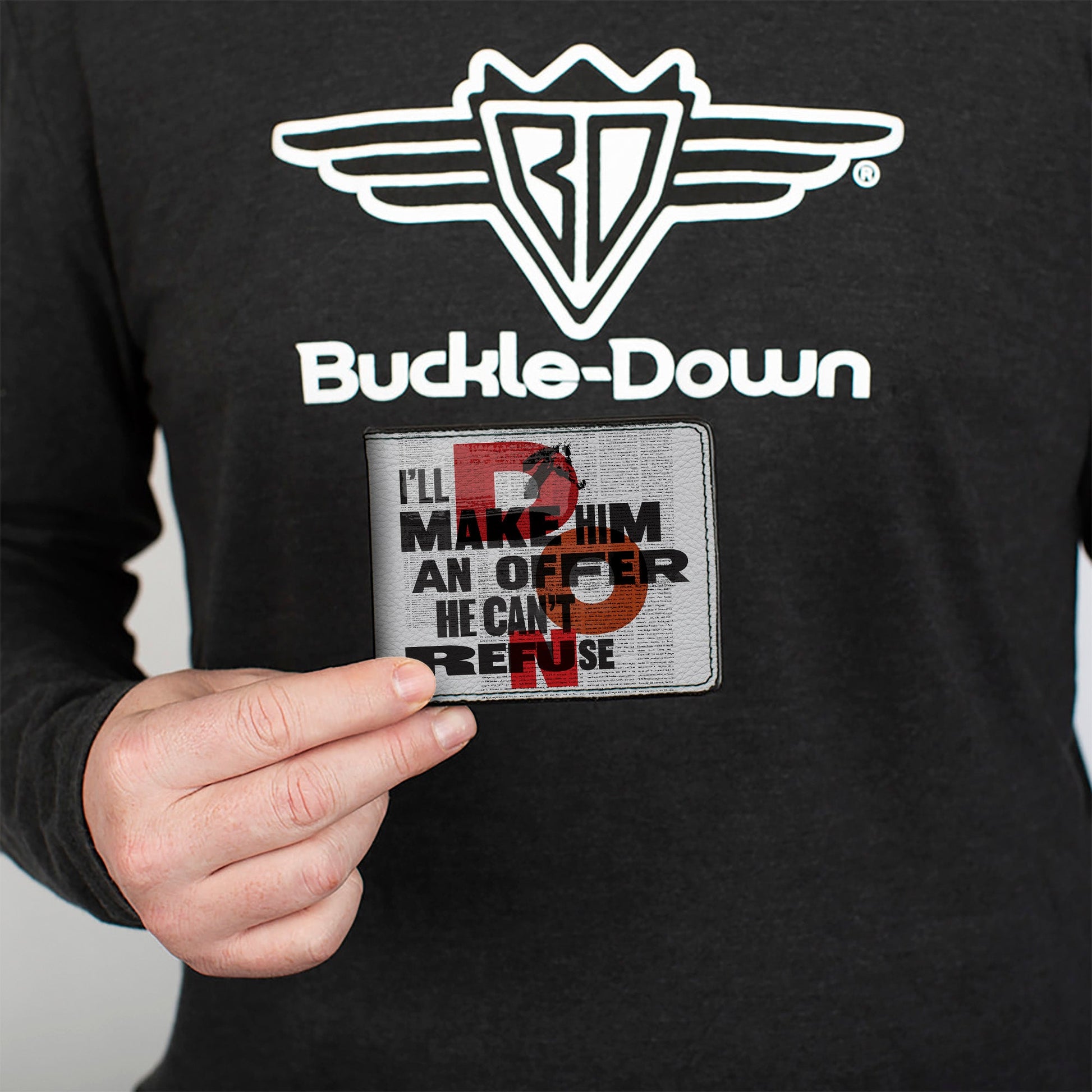 Bi-Fold Wallet - The Godfather I'LL MAKE HIM AN OFFER and Title Logo News Print White/Black/Red - MEGA POP COMICS 